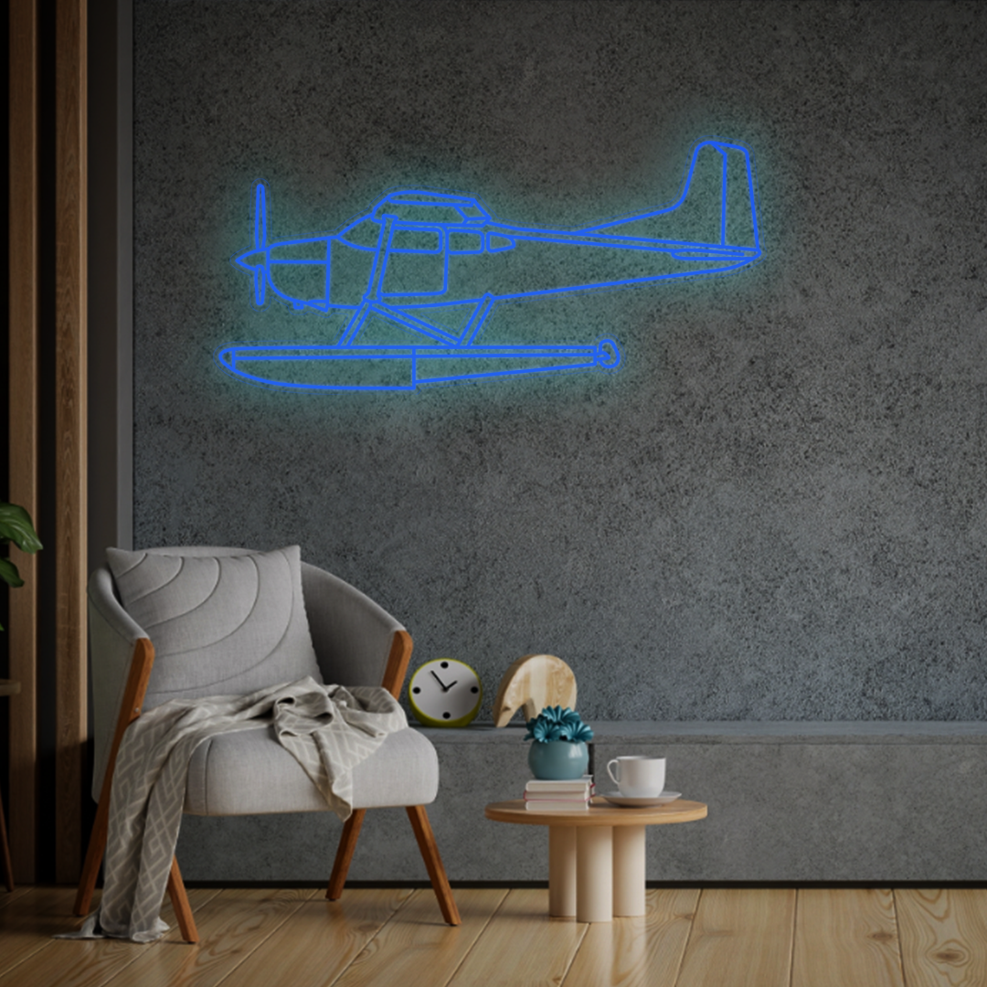 185F floatplane Neon Silhouette