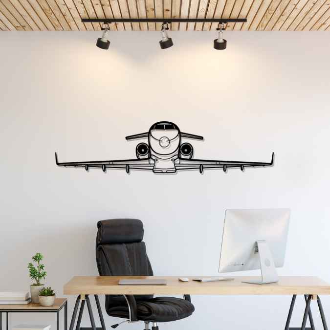 Challenger 300 Front Silhouette Metal Wall Art