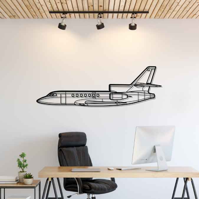 Falcon 50 Silhouette Metal Wall Art