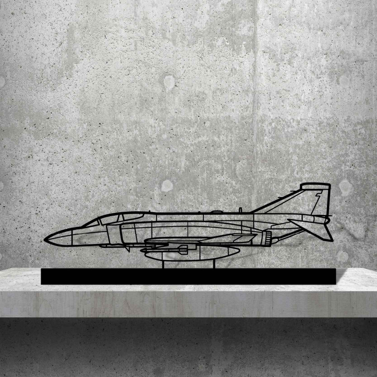 RAF F-4K Phantom Silhouette Metal Art Stand