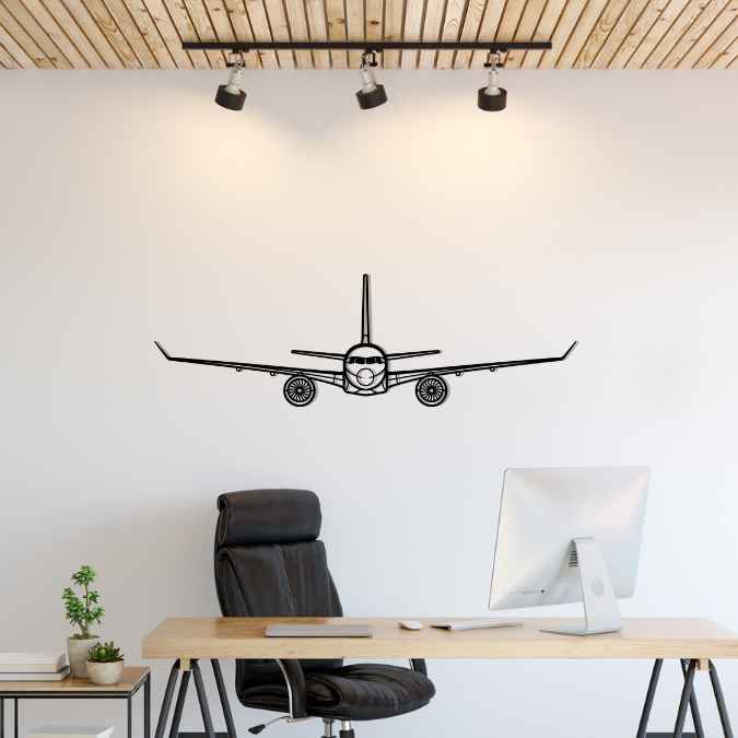 A220-300 Front Silhouette Metal Wall Art