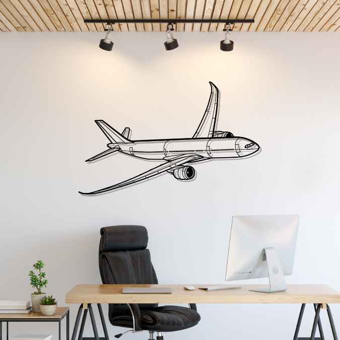 A330-900 neo Angle Silhouette Metal Wall Art
