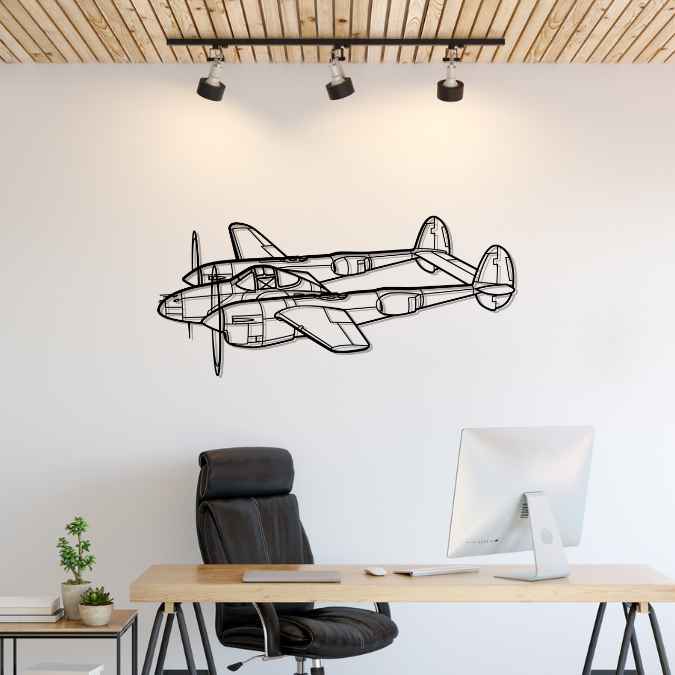 P-38 Lightning Angle Silhouette Metal Wall Art