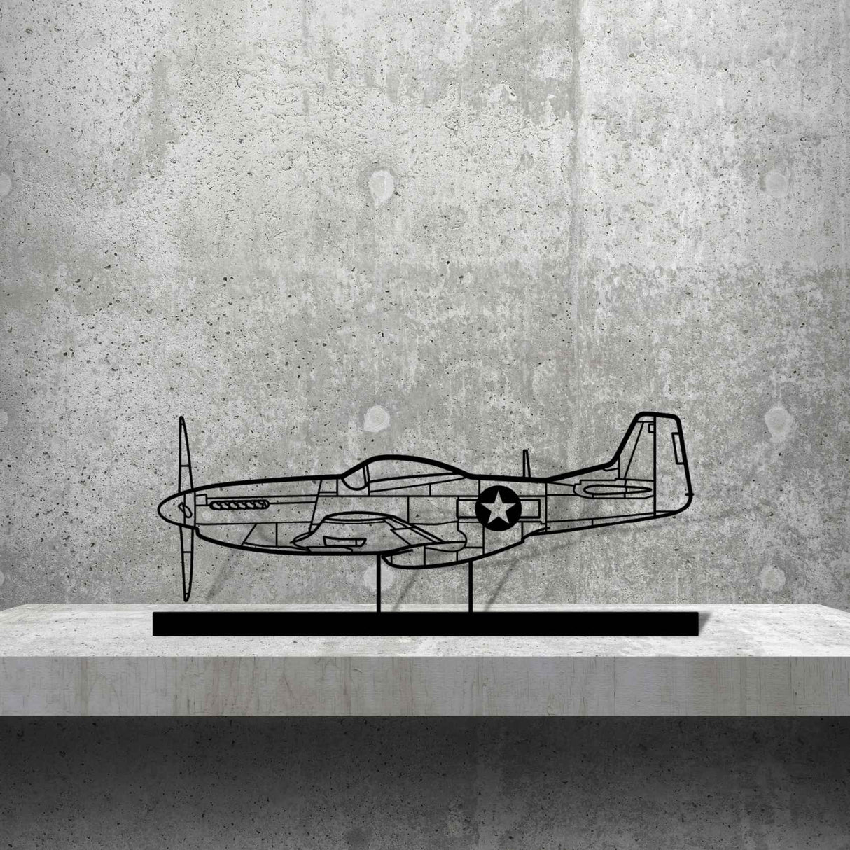 P-51 Mustang Silhouette Metal Art Stand