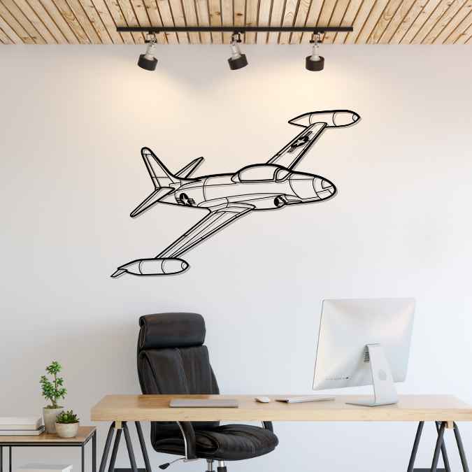 T-33 Shooting Star Angle Silhouette Metal Wall Art