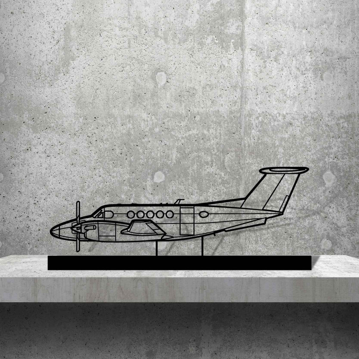 King Air B200 Silhouette Metal Art Stand