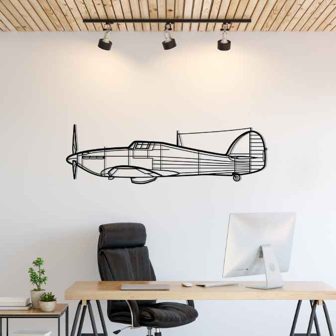 Hurricane Mk I Silhouette Metal Wall Art
