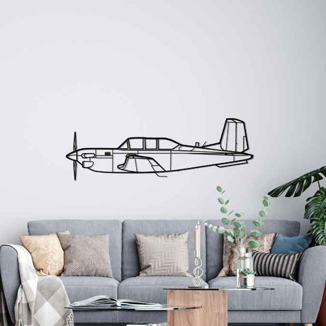 T-34C Turbo Mentor Silhouette Metal Wall Art