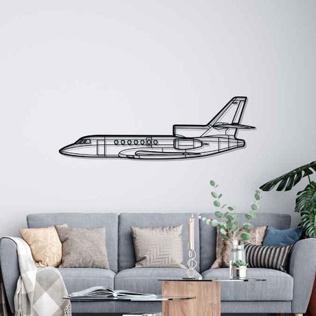 Falcon 50 Silhouette Metal Wall Art