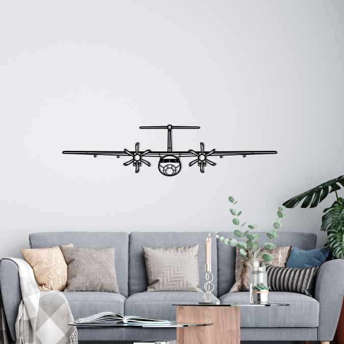 Dash 8 - Q400 Front Silhouette Metal Wall Art