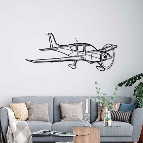 SR22 G2 Front Angle Silhouette Metal Wall Art