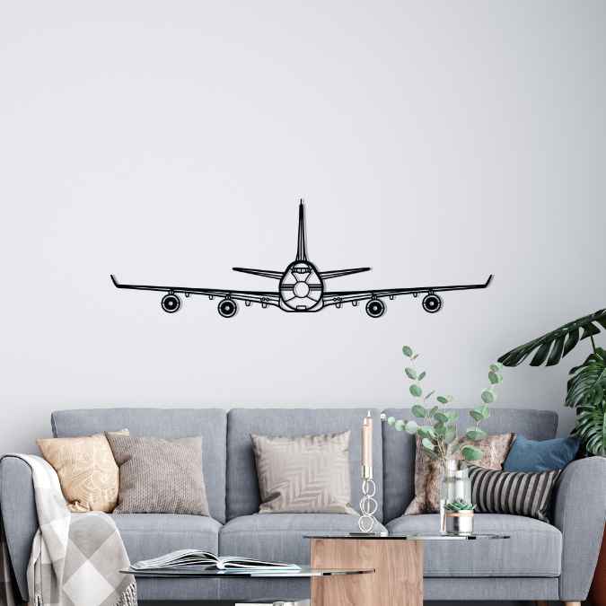 747 Front Silhouette Metal Wall Art