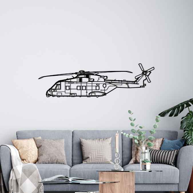 AW101 Merlin Silhouette Metal Wall Art