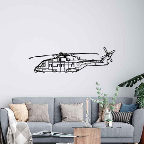 AW101 Merlin Silhouette Metal Wall Art