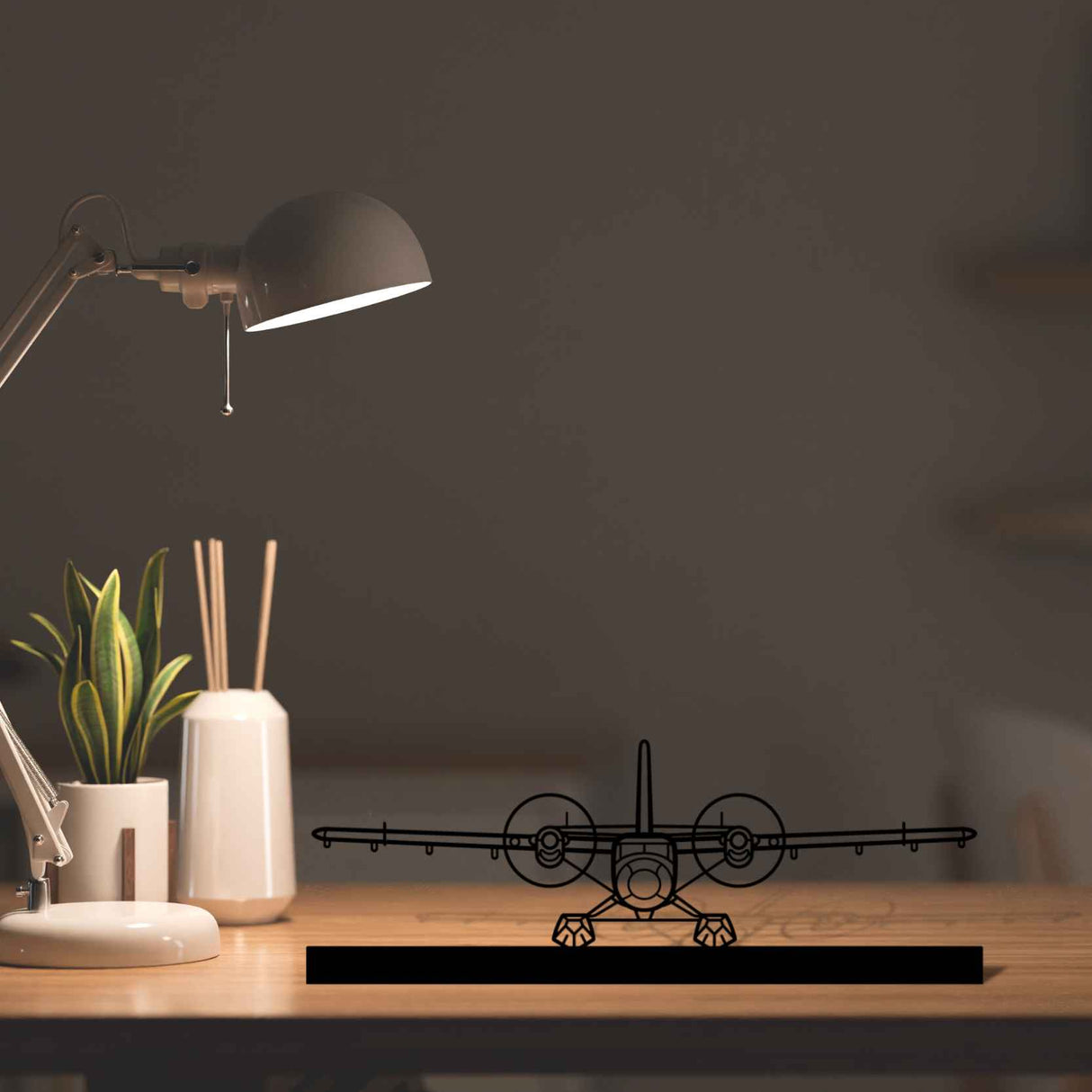 DHC-6 Twin Otter Silhouette Metal Art Stand