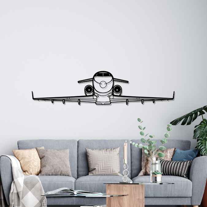 Challenger 300 Front Silhouette Metal Wall Art