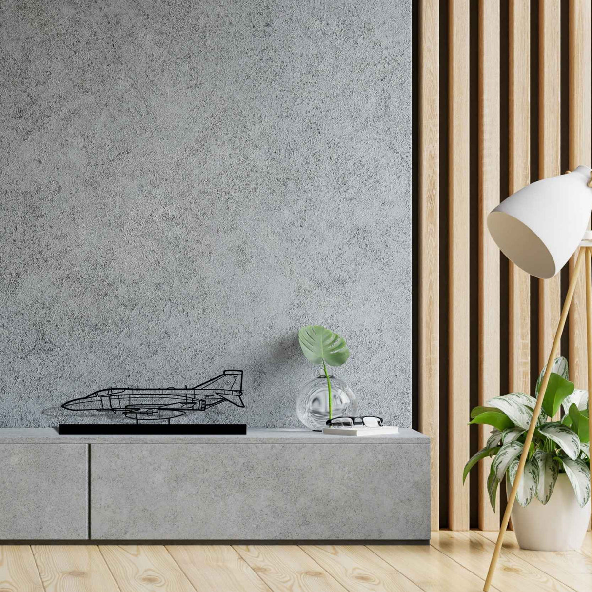 RAF F-4K Phantom Silhouette Metal Art Stand