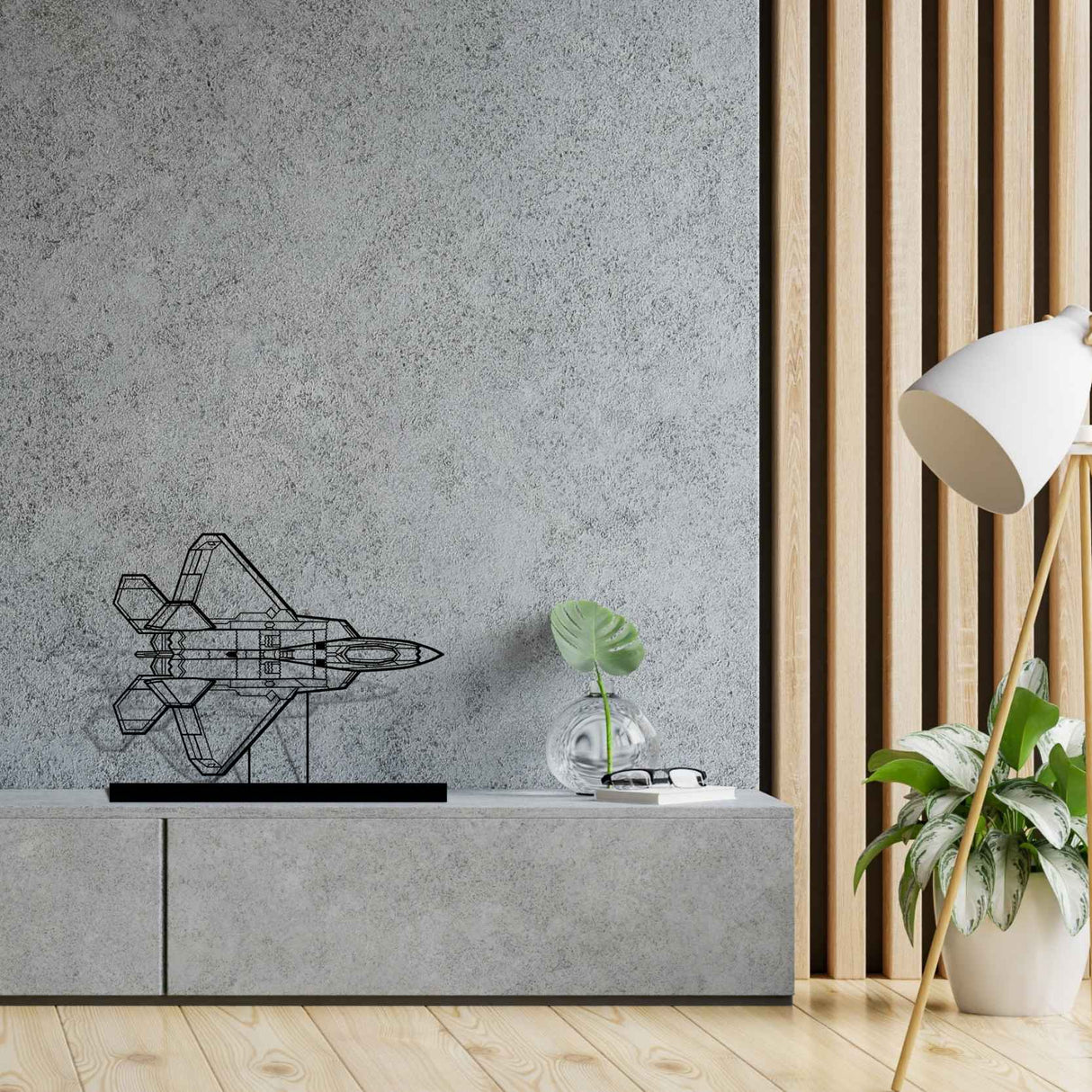 F-22 Raptor Top Silhouette Metal Art Stand
