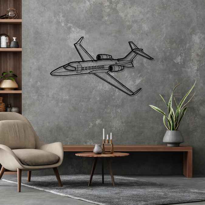 Learjet 45 Angle Silhouette Metal Wall Art