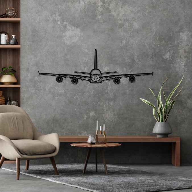 A380 Front Silhouette Metal Wall Art