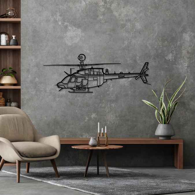 OH-58E Kiowa Warrior Silhouette Metal Wall Art