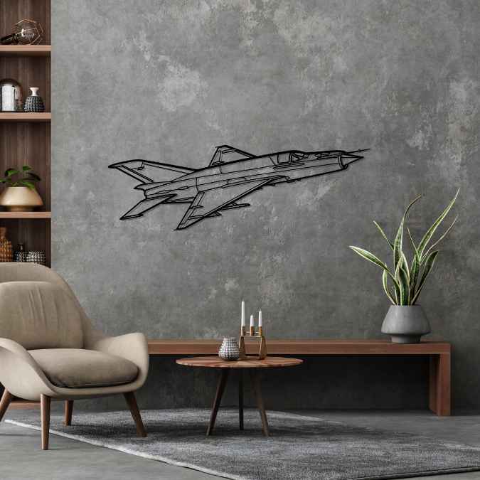 MiG-21 Lancer Angle Silhouette Metal Wall Art
