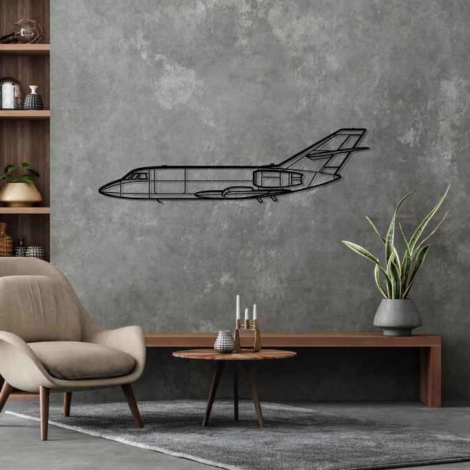 Falcon 20 Silhouette Metal Wall Art