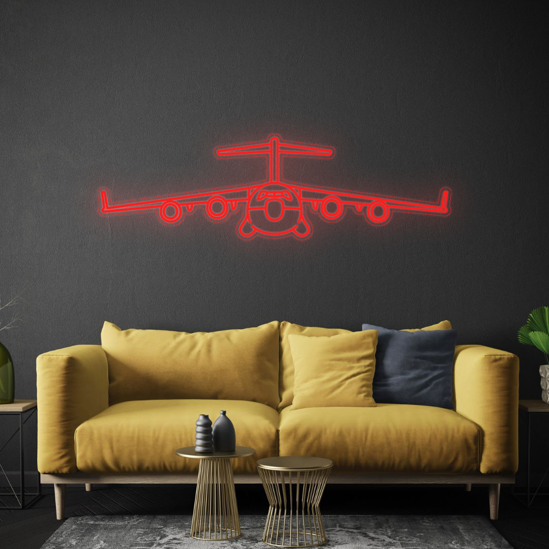 C-17 Globemaster III Front Neon Silhouette