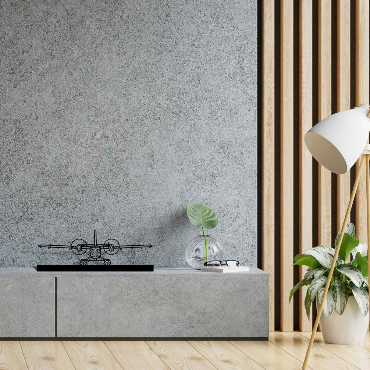 DHC-6 Twin Otter Silhouette Metal Art Stand