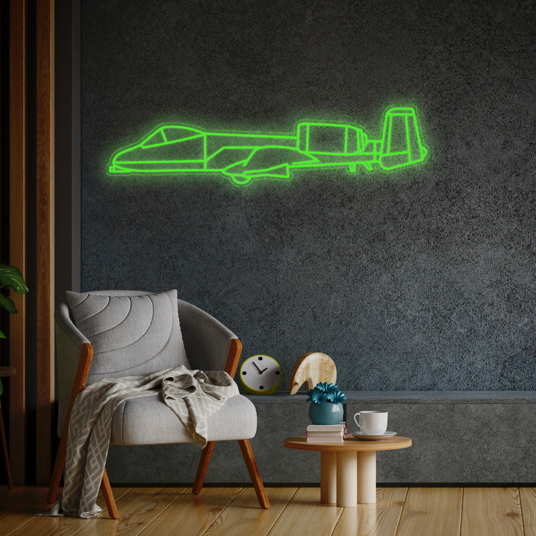 A-10 Thunderbolt 2 Neon Silhouette