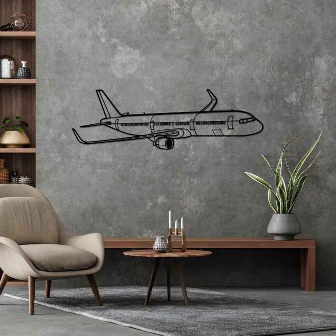 A321 Neo Angle Silhouette Metal Wall Art