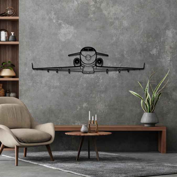 Challenger 300 Front Silhouette Metal Wall Art
