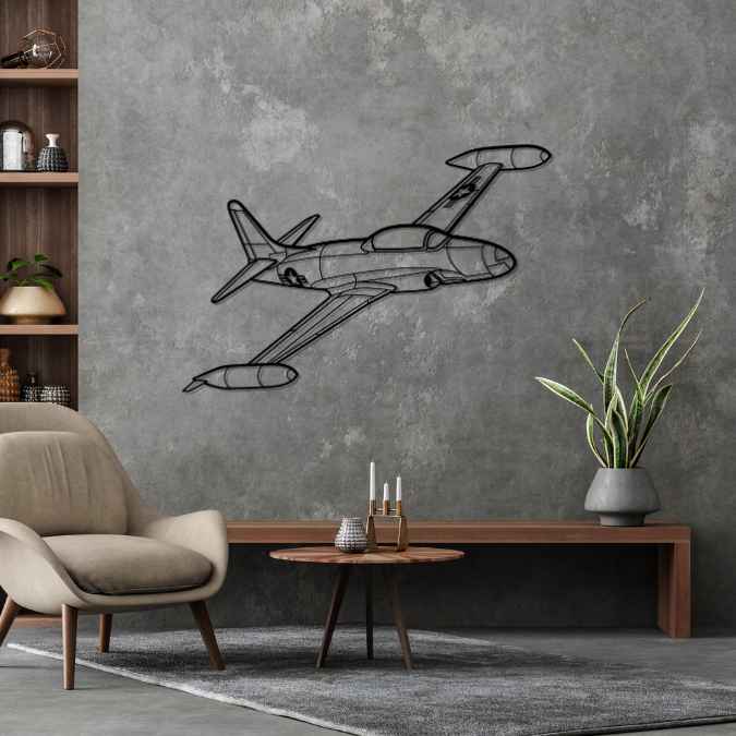 T-33 Shooting Star Angle Silhouette Metal Wall Art