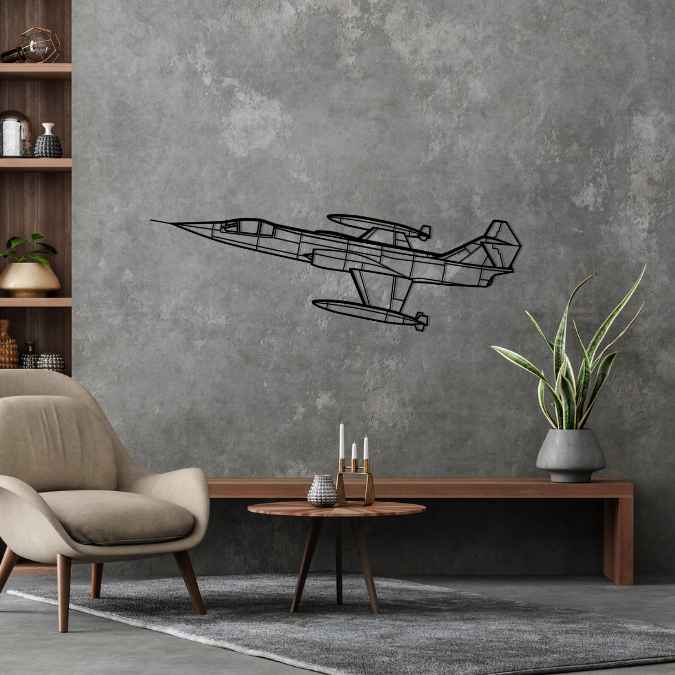 F-104G Starfighter Angle Silhouette Metal Wall Art