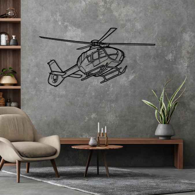 H135T3 Angle Silhouette Metal Wall Art