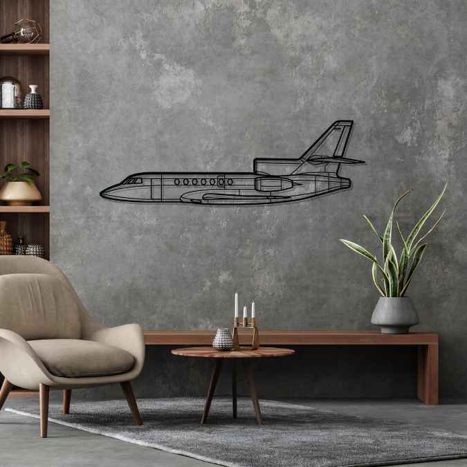 Falcon 50 Silhouette Metal Wall Art