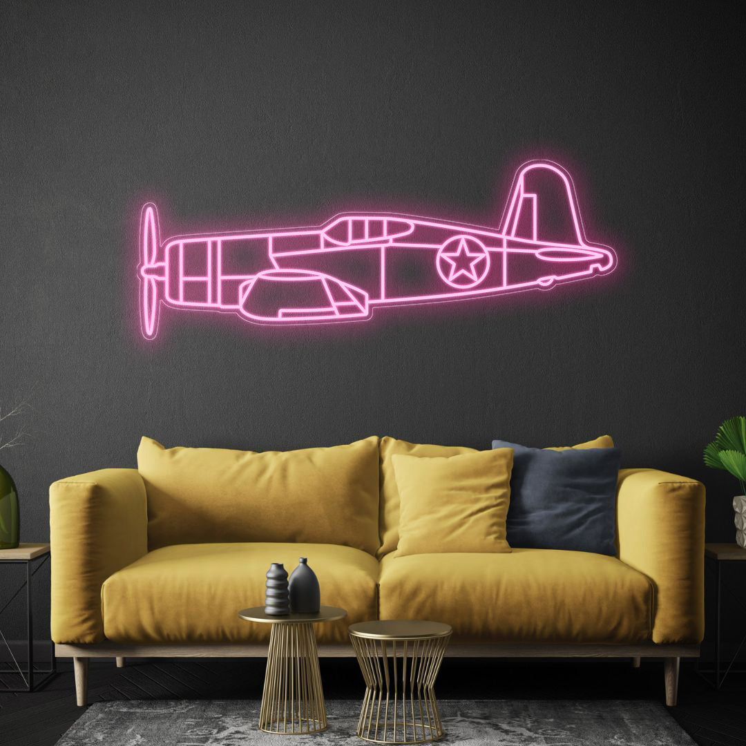 F4U Corsair Neon Silhouette