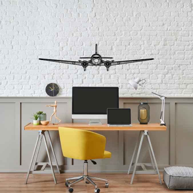 DC-3 Front Silhouette Metal Wall Art