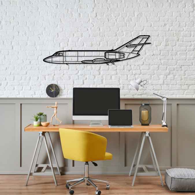Falcon 20 Silhouette Metal Wall Art