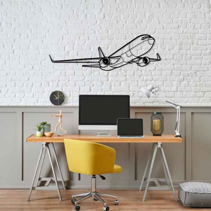 767-300F Angle Silhouette Metal Wall Art