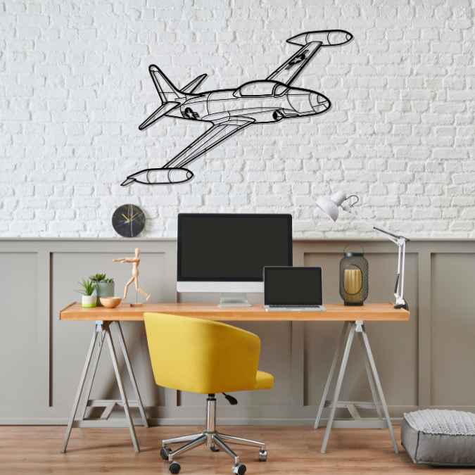 T-33 Shooting Star Angle Silhouette Metal Wall Art
