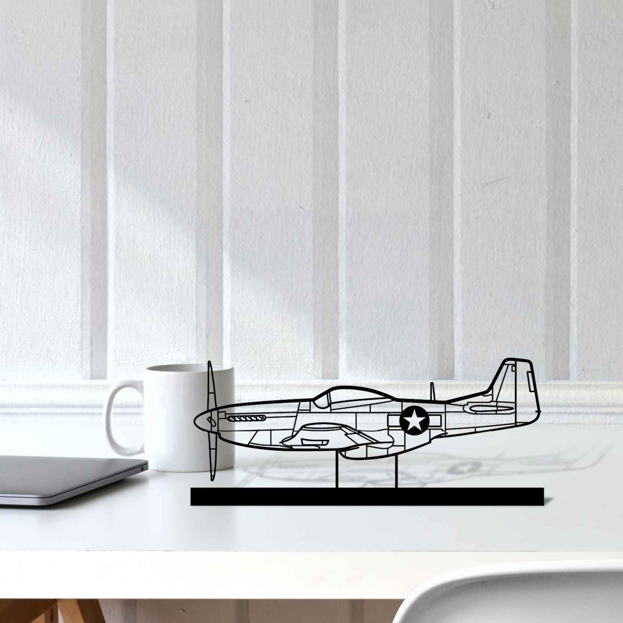 P-51 Mustang Silhouette Metal Art Stand
