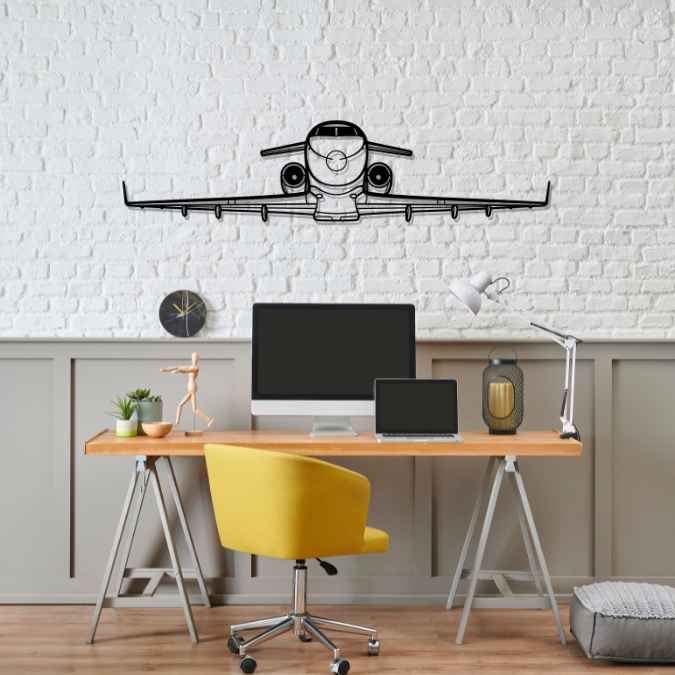 Challenger 300 Front Silhouette Metal Wall Art