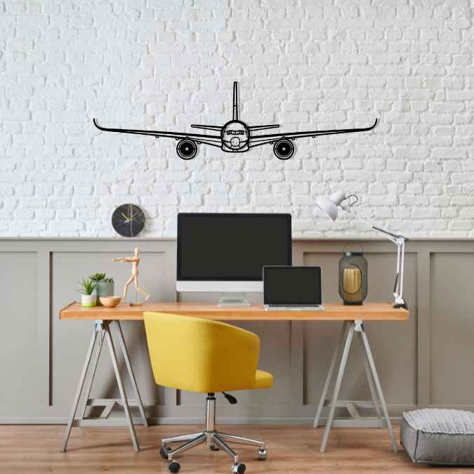 A350-900 Front Silhouette Metal Wall Art