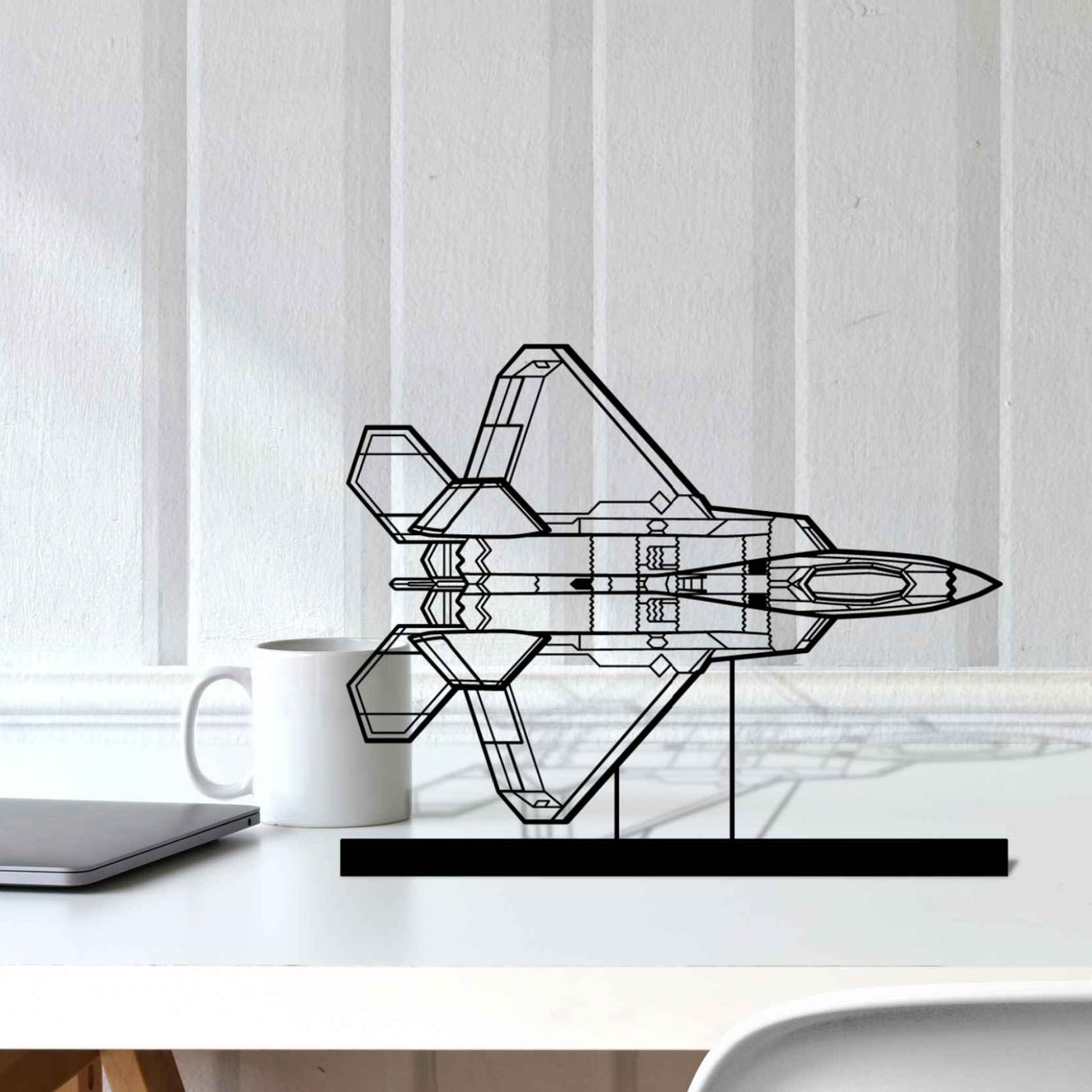 F-22 Raptor Top Silhouette Metal Art Stand
