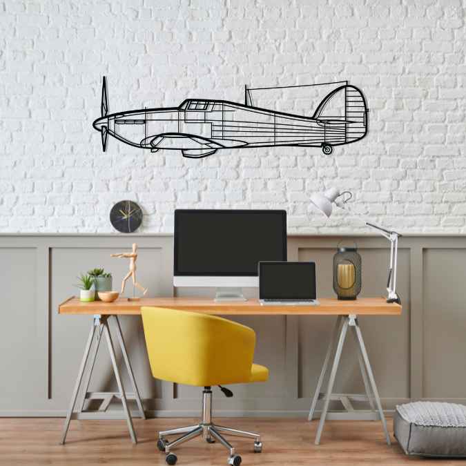 Hurricane Mk I Silhouette Metal Wall Art