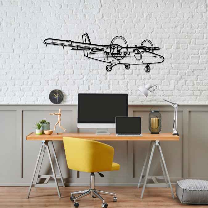 DHC-6 Twin Otter Angle Silhouette Metal Wall Art
