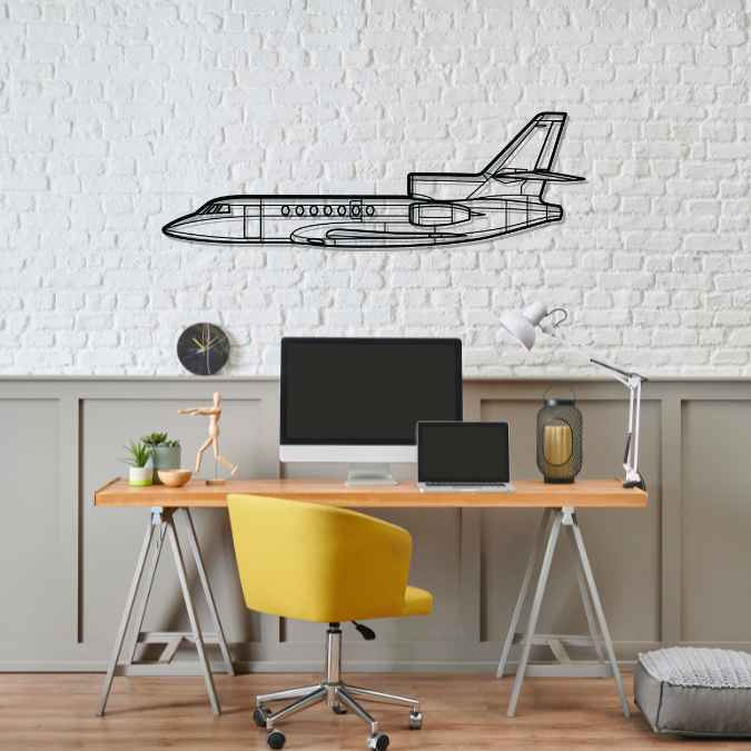 Falcon 50 Silhouette Metal Wall Art