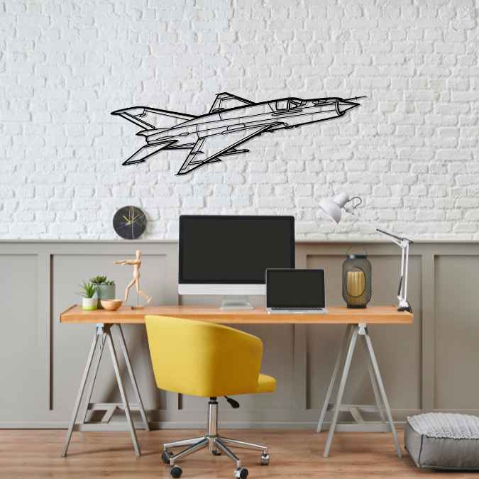 MiG-21 Lancer Angle Silhouette Metal Wall Art