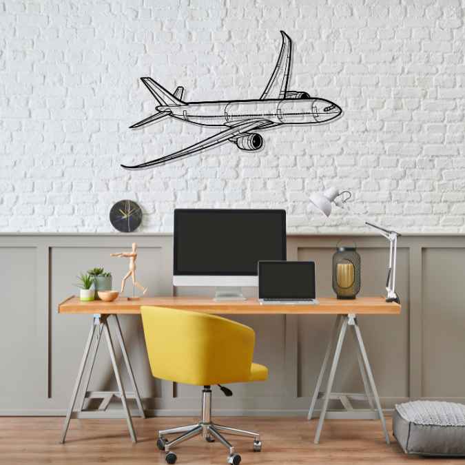 A330-900 neo Angle Silhouette Metal Wall Art